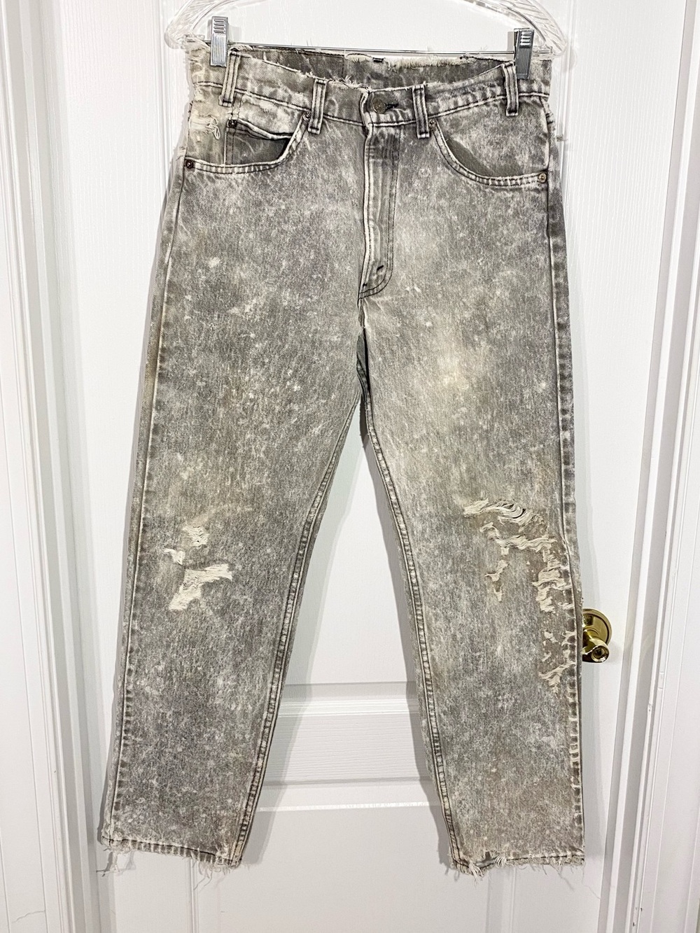 Y2K VTG Levi’s 505 USA MADE Acid Wash Distressed Jeans Gray Men’s 32x30